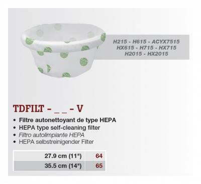 Filter samotiažový pre vysávače CycloVac H, SUPERVAC, TDFILT64V